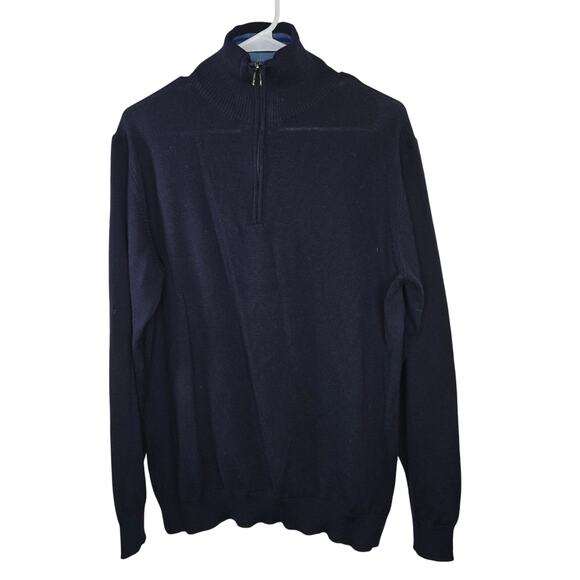 Luchiano Visconti Blue 100% Wool 1/4 Zip Sweater - Picture 1 of 5